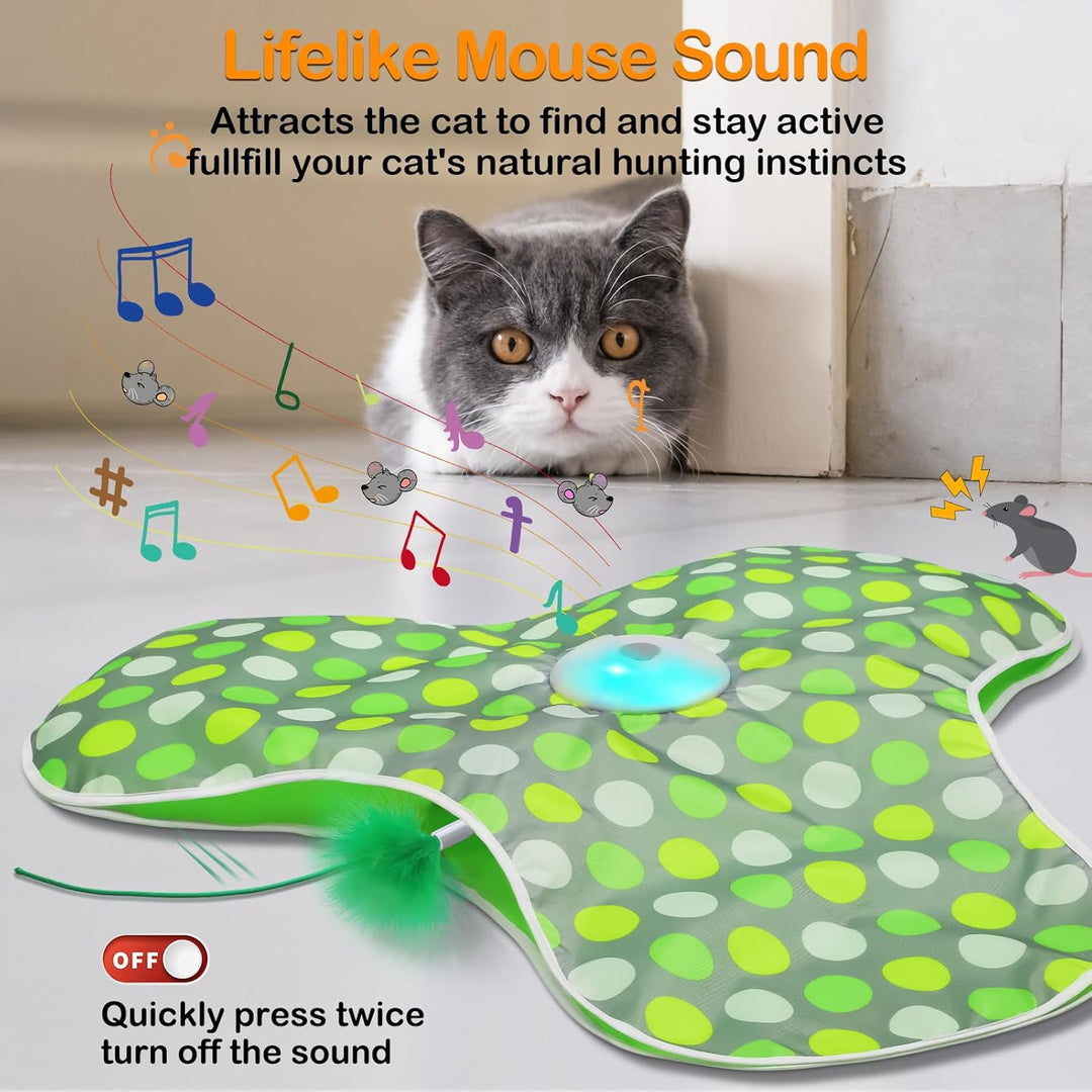 Interactive Cat Toy Rechargeable Moving Mouse with Feathers