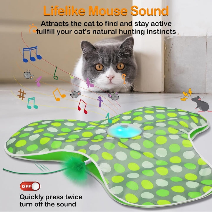 Interactive Cat Toy Rechargeable Moving Mouse with Feathers