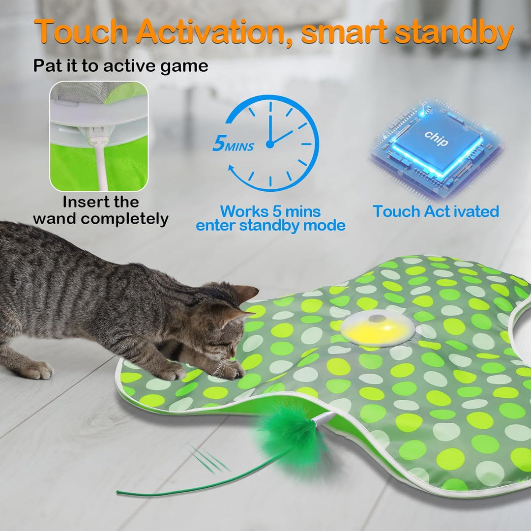 Interactive Cat Toy Rechargeable Moving Mouse with Feathers