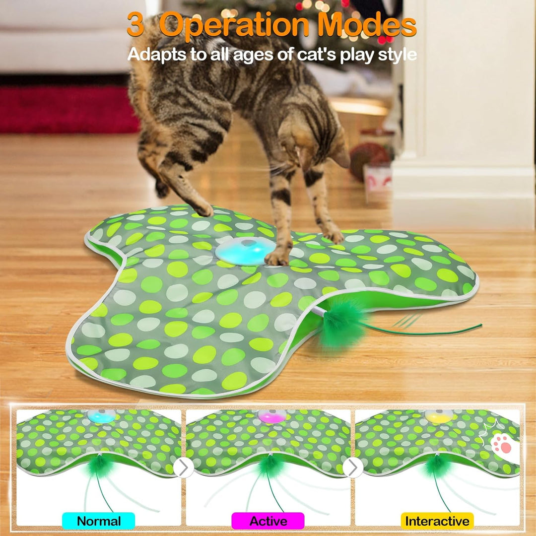 Interactive Cat Toy Rechargeable Moving Mouse with Feathers