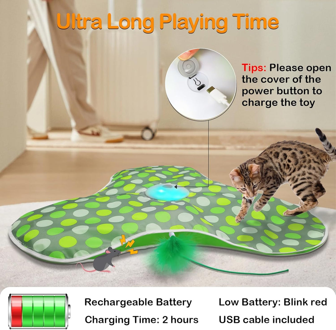 Interactive Cat Toy Rechargeable Moving Mouse with Feathers